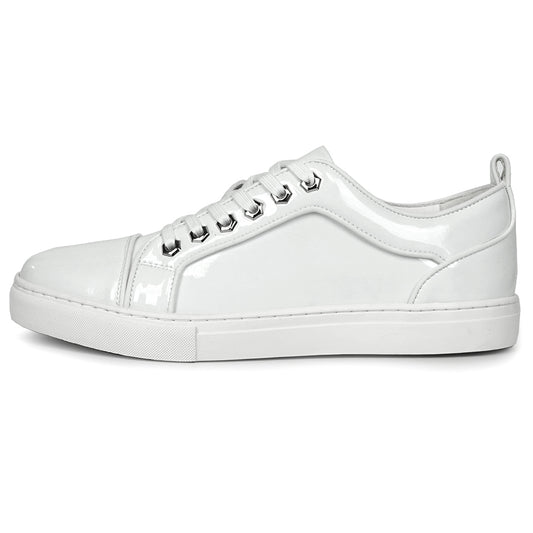 FI-2415-2 White Patent Leather Lace up Sneaker Encore by Fiesso