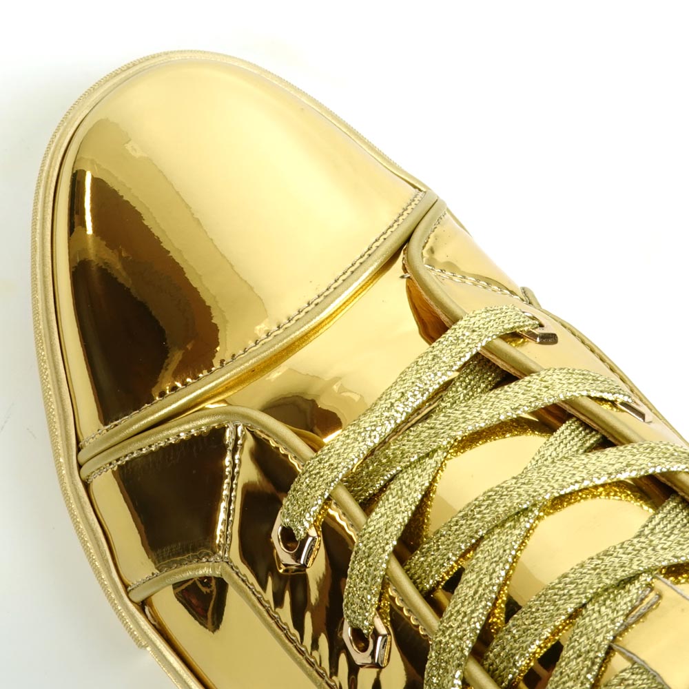 FI-2416-2 Gold Patent Leather Lace up High top Sneaker Encore by Fiesso