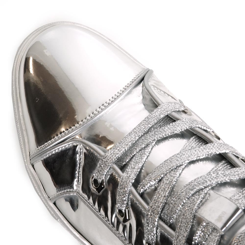 FI-2416-2 Silver Patent Leather Lace up High top Sneaker Encore by Fiesso