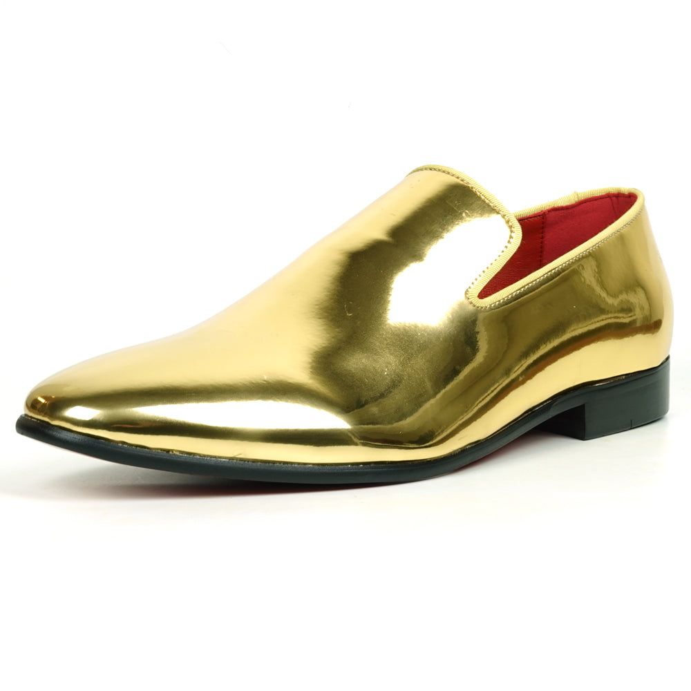 FI-7548 Gold Patent Leather Slip on Loafer Fiesso by Aurelio Garcia