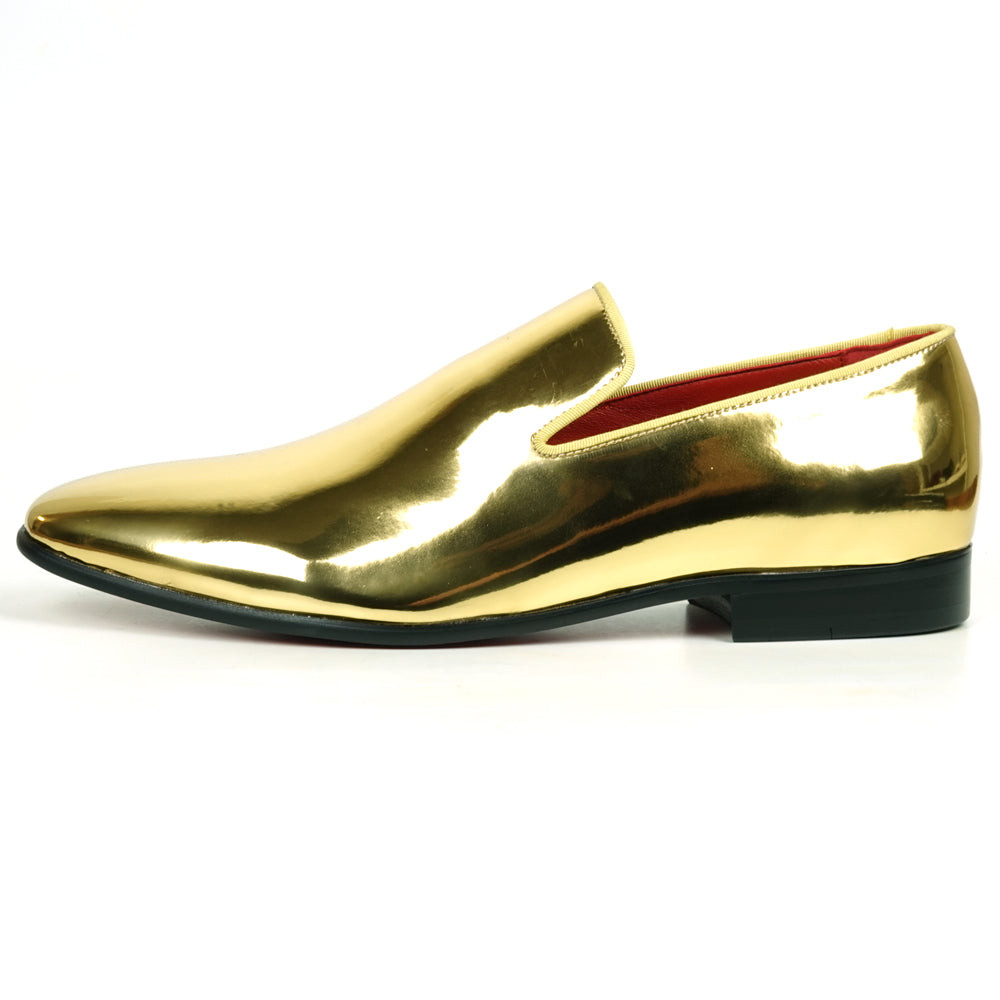 FI-7548 Gold Patent Leather Slip on Loafer Fiesso by Aurelio Garcia