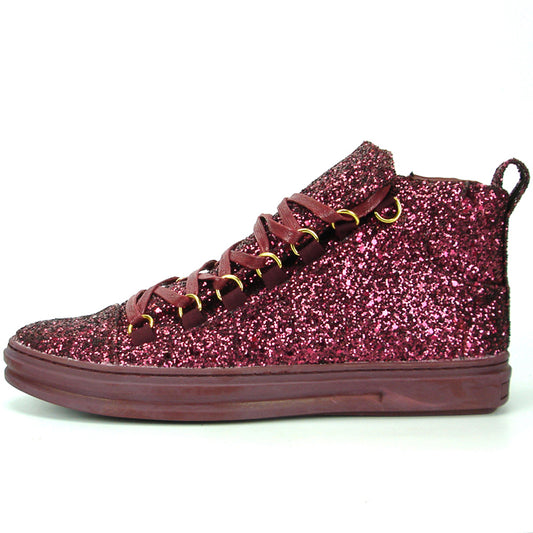 FI-2174-2 Burgundy Glitter Casual High Top Sneaker Boot Fiesso by Aurelio Garcia