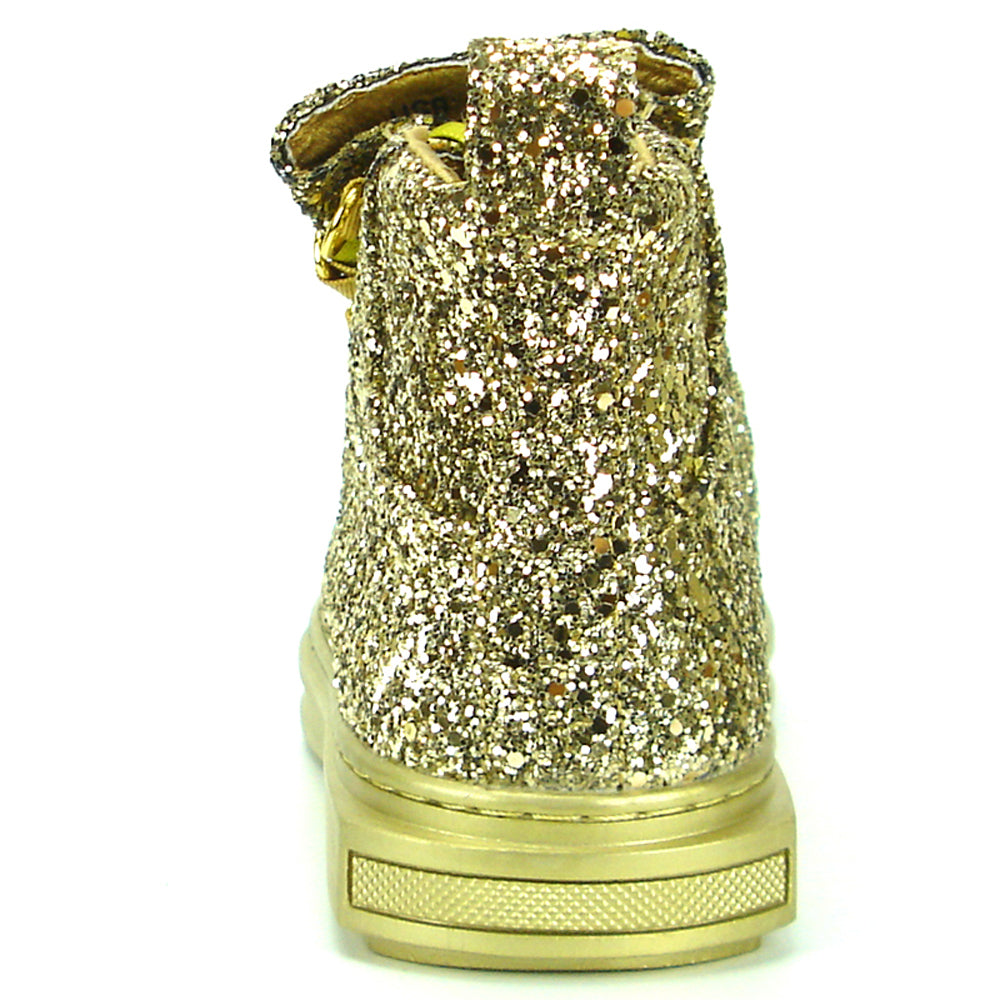 FI-2174-2 Gold Glitter Casual High Top Sneaker Boot Fiesso by Aurelio Garcia