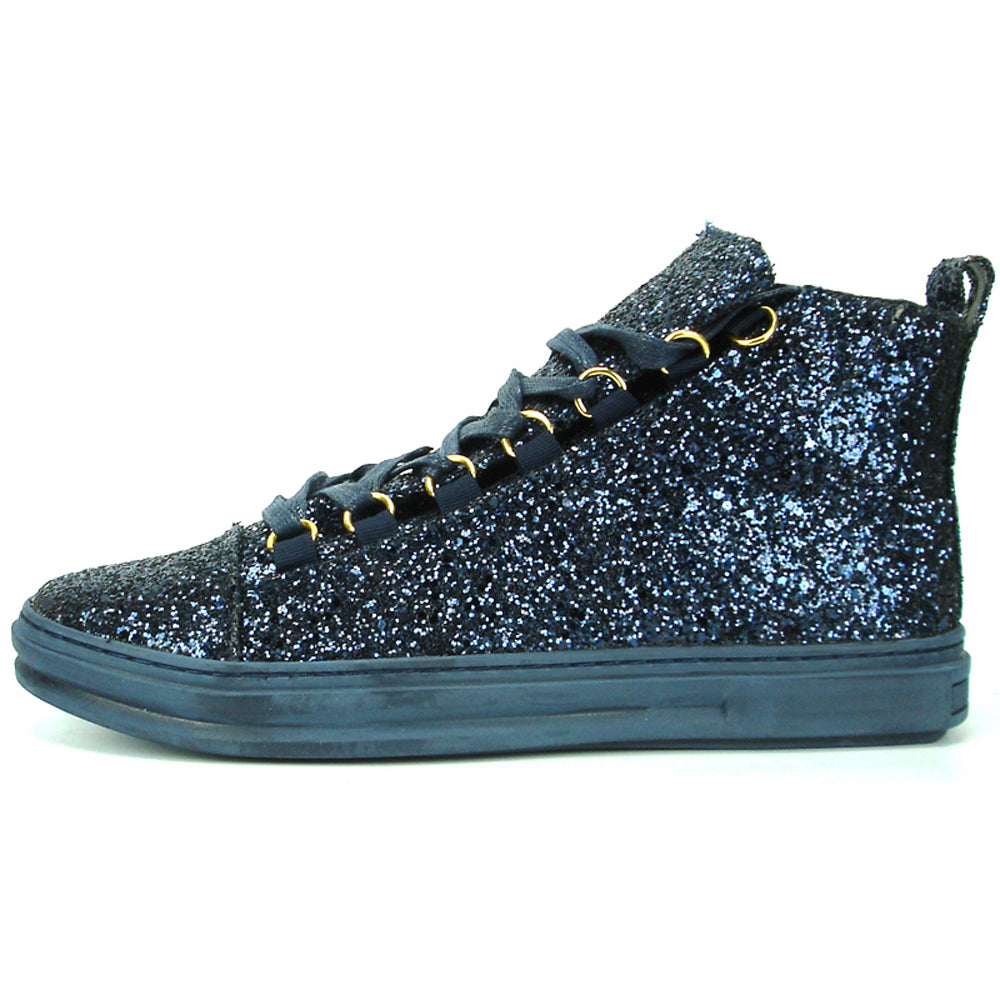 FI-2174-2 Navy Glitter Casual High Top Sneaker Boot Fiesso by Aurelio Garcia