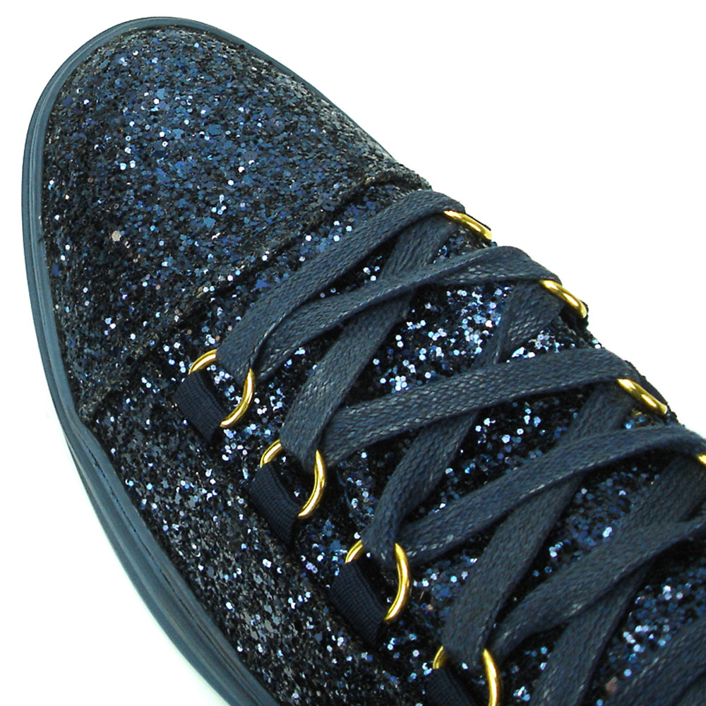 FI-2174-2 Navy Glitter Casual High Top Sneaker Boot Fiesso by Aurelio Garcia