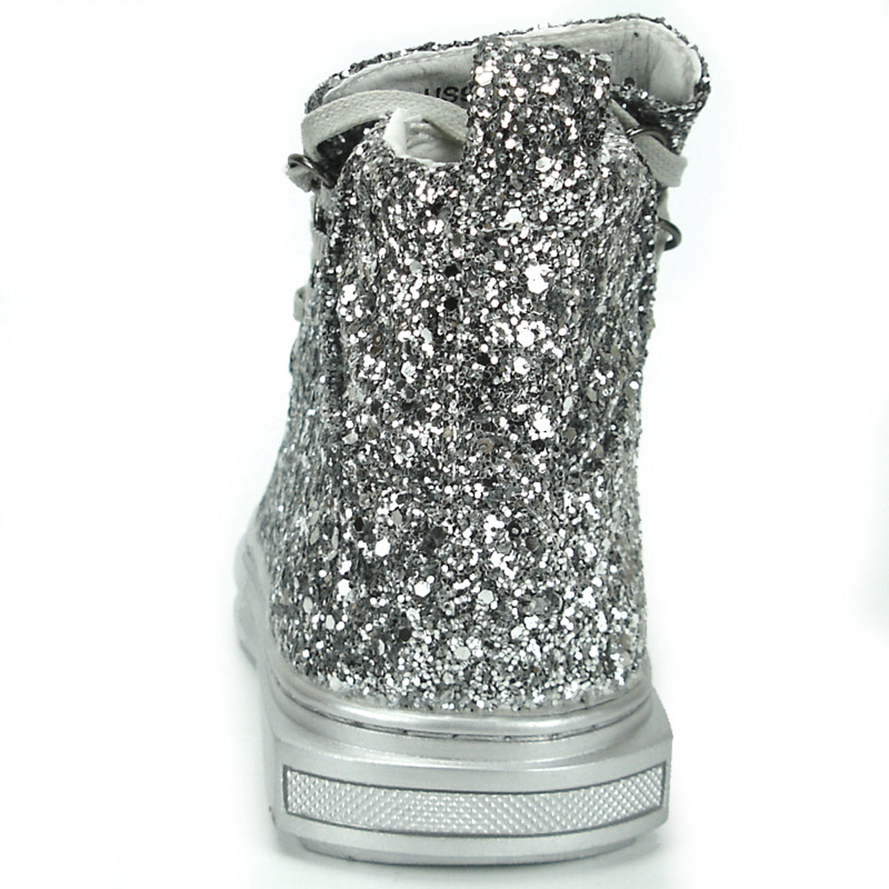 FI-2174-2 Silver Glitter Casual High Top Sneaker Boot Fiesso by Aurelio Garcia