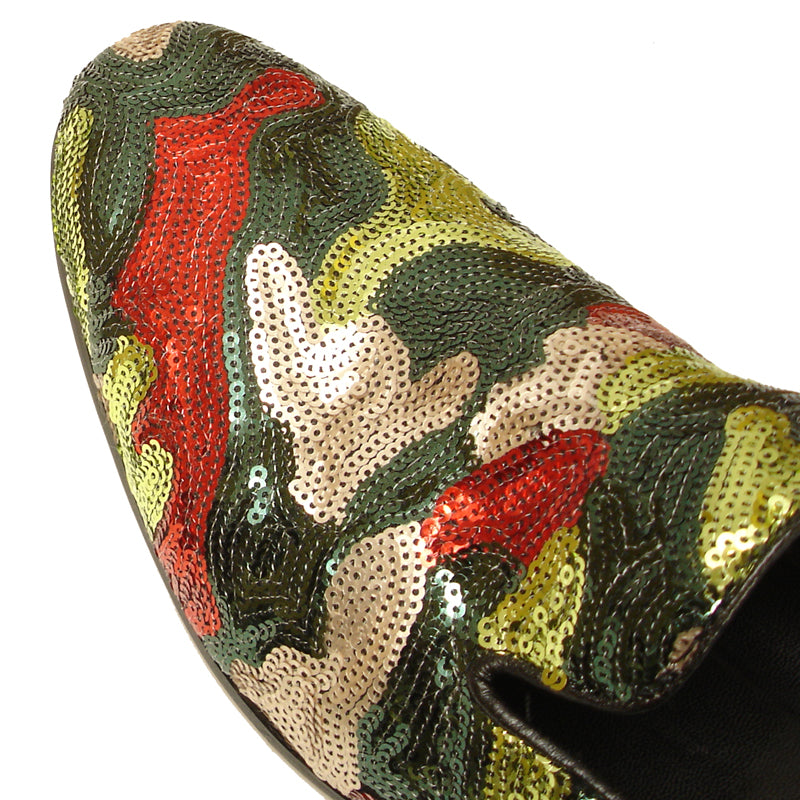 FI-7033 Green Multi Color Camouflage Sequences Fiesso by Aurelio Garcia Loafer