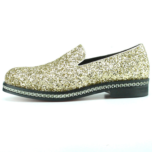 FI-7118 Gold Glitter Slip on Loafer Fiesso by Aurelio Garcia