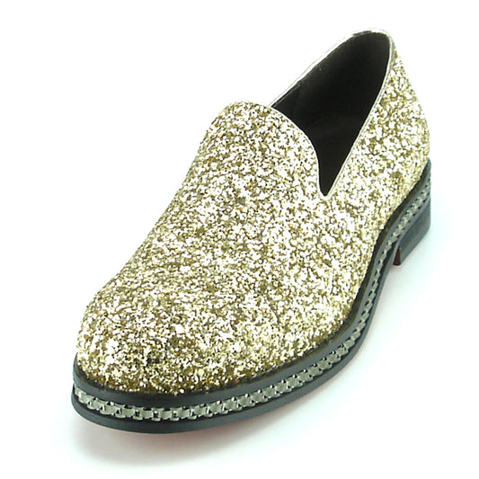 FI-7118 Gold Glitter Slip on Loafer Fiesso by Aurelio Garcia