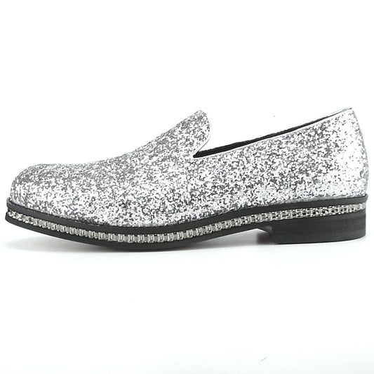 FI-7118 Silver Glitter Slip on Loafer Fiesso by Aurelio Garcia