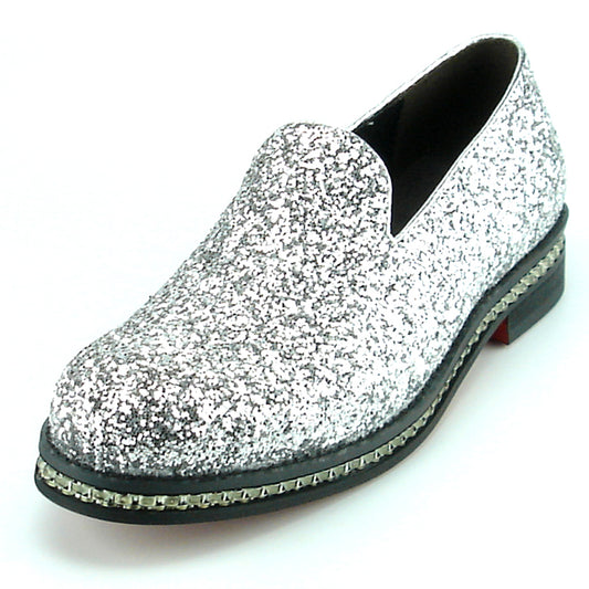 FI-7118 Silver Glitter Slip on Loafer Fiesso by Aurelio Garcia