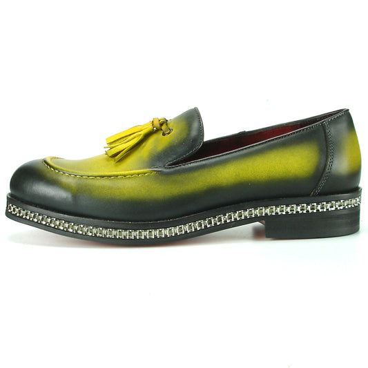 FI-7123 Yellow Genuine Leather Slip on Loafer with Tassel Fiesso by Aurelio Garcia