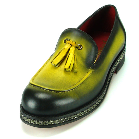 FI-7123 Yellow Genuine Leather Slip on Loafer with Tassel Fiesso by Aurelio Garcia