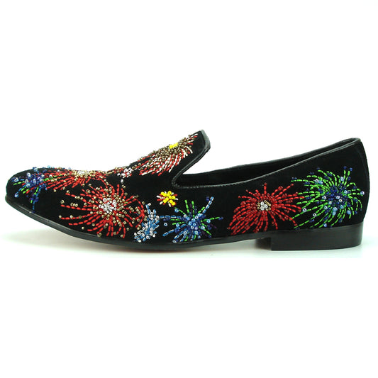 FI-7138 Black Suede with Multi Color Fireworks Fiesso by Aurelio Garcia  Slip on