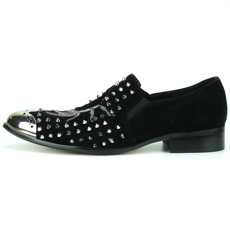 FI-7140 Black Suede with Black Embroidery Fiesso by Aurelio Garcia  Slip on