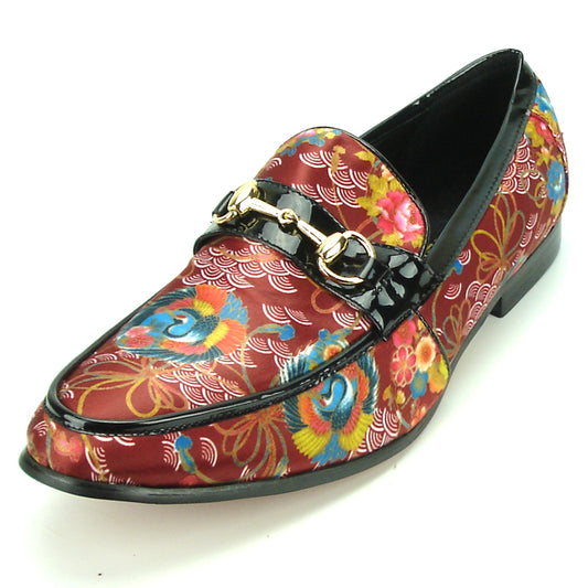 FI-7144 Black Patent Red Peacock Design penny loafer Fiesso by Aurelio Garcia