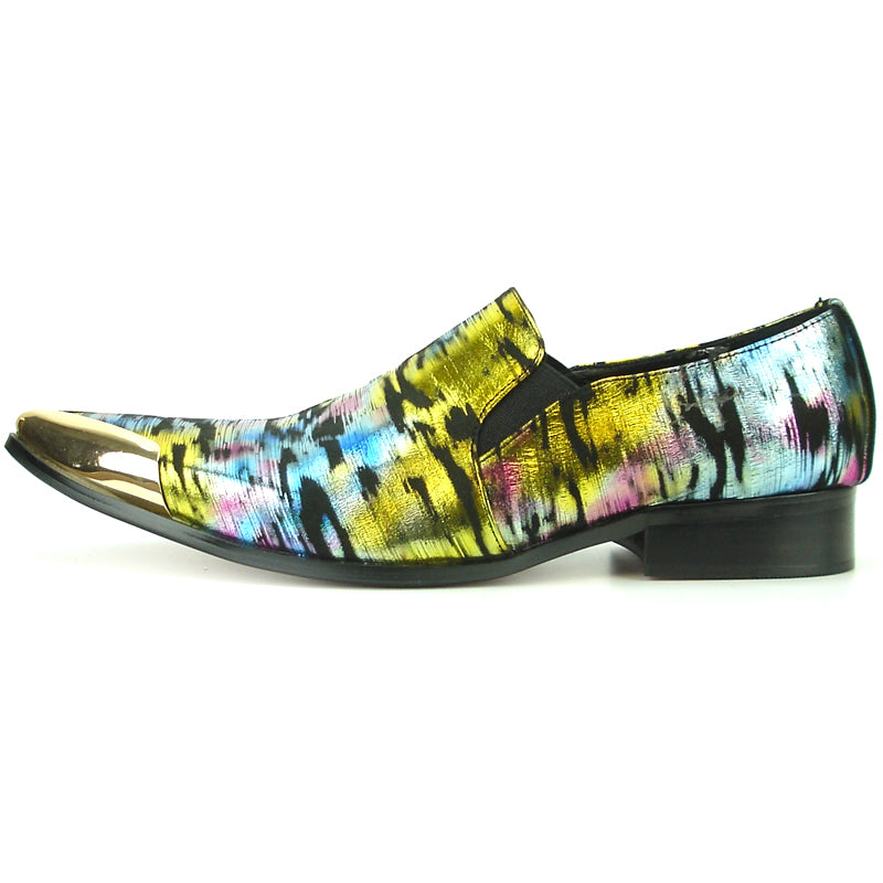 FI-7150 Multi Color Gold Slip on Loafer Fiesso by Aurelio Garcia Metal tip