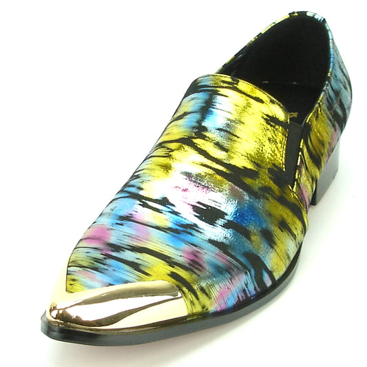 FI-7150 Multi Color Gold Slip on Loafer Fiesso by Aurelio Garcia Metal tip