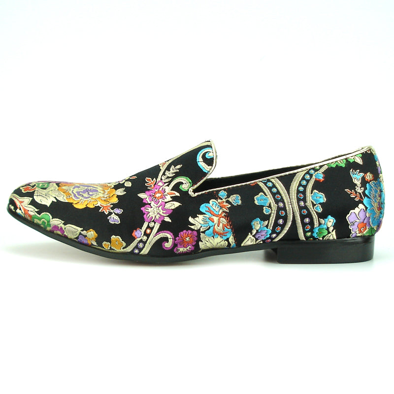 FI-7151 Black Floral Designs Loafer Fiesso by Aurelio Garcia