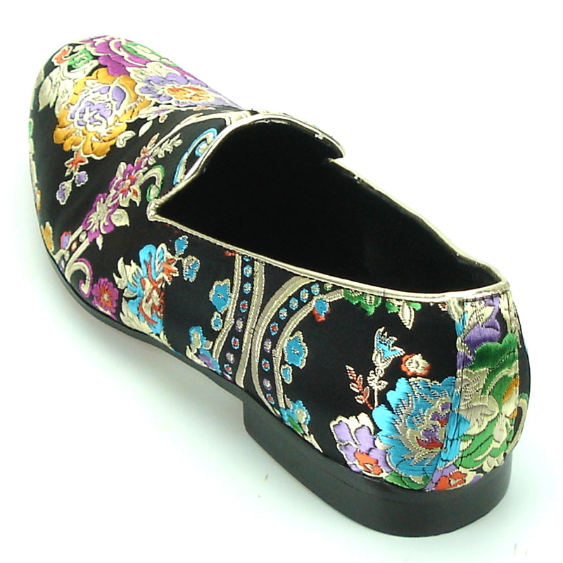 FI-7151 Black Floral Designs Loafer Fiesso by Aurelio Garcia