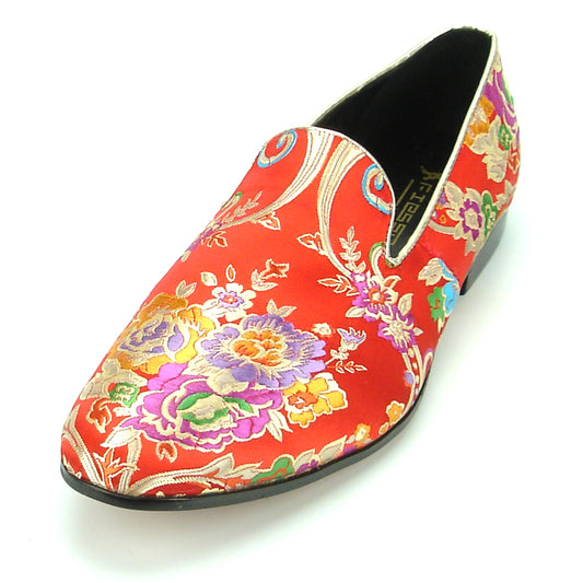 FI-7151 Red Floral Designs Loafer Fiesso by Aurelio Garcia