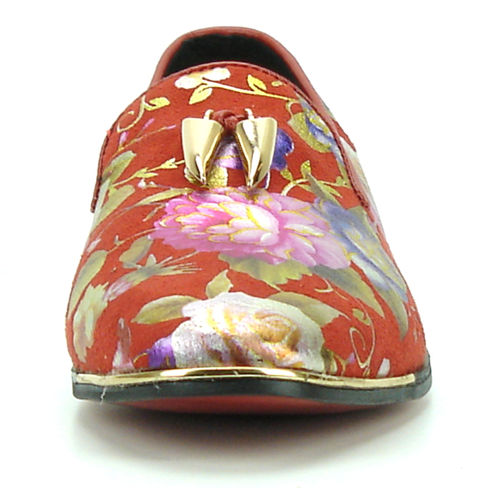 FI-7155 Red Genuine Leather Floral Print Fiesso by Aurelio Garcia slip on