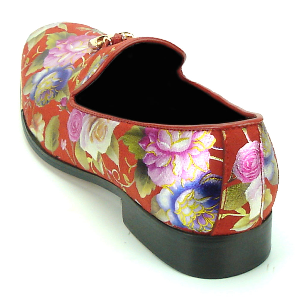 FI-7155 Red Genuine Leather Floral Print Fiesso by Aurelio Garcia slip on