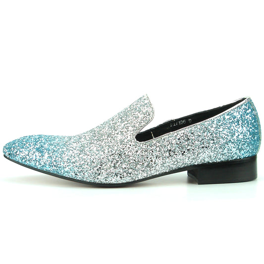 FI-7156 Silver Blue Glitter Slip on Fiesso by Aurelio Garcia