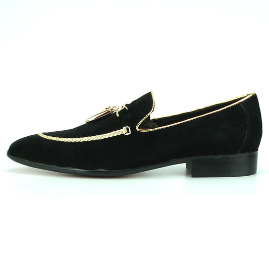 FI-7157 Black Suede with Gold Metal Tassel Fiesso by Aurelio Garcia