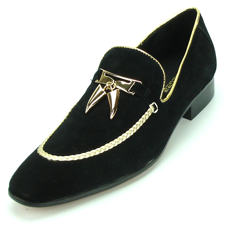 FI-7157 Black Suede with Gold Metal Tassel Fiesso by Aurelio Garcia