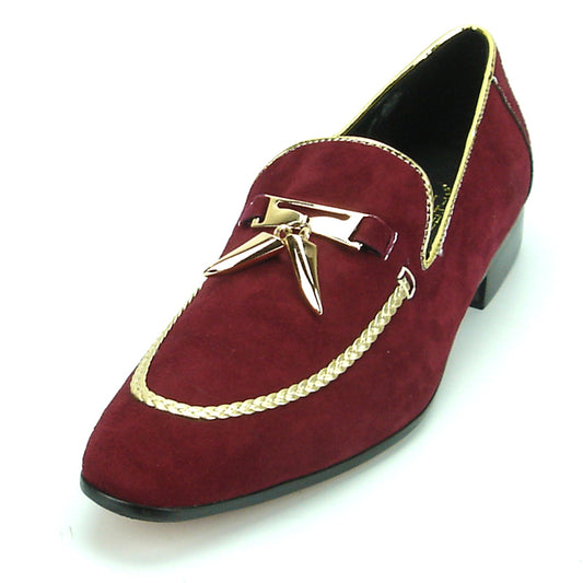 FI-7157 Burgundy Suede with Gold Metal Tassel Fiesso by Aurelio Garcia