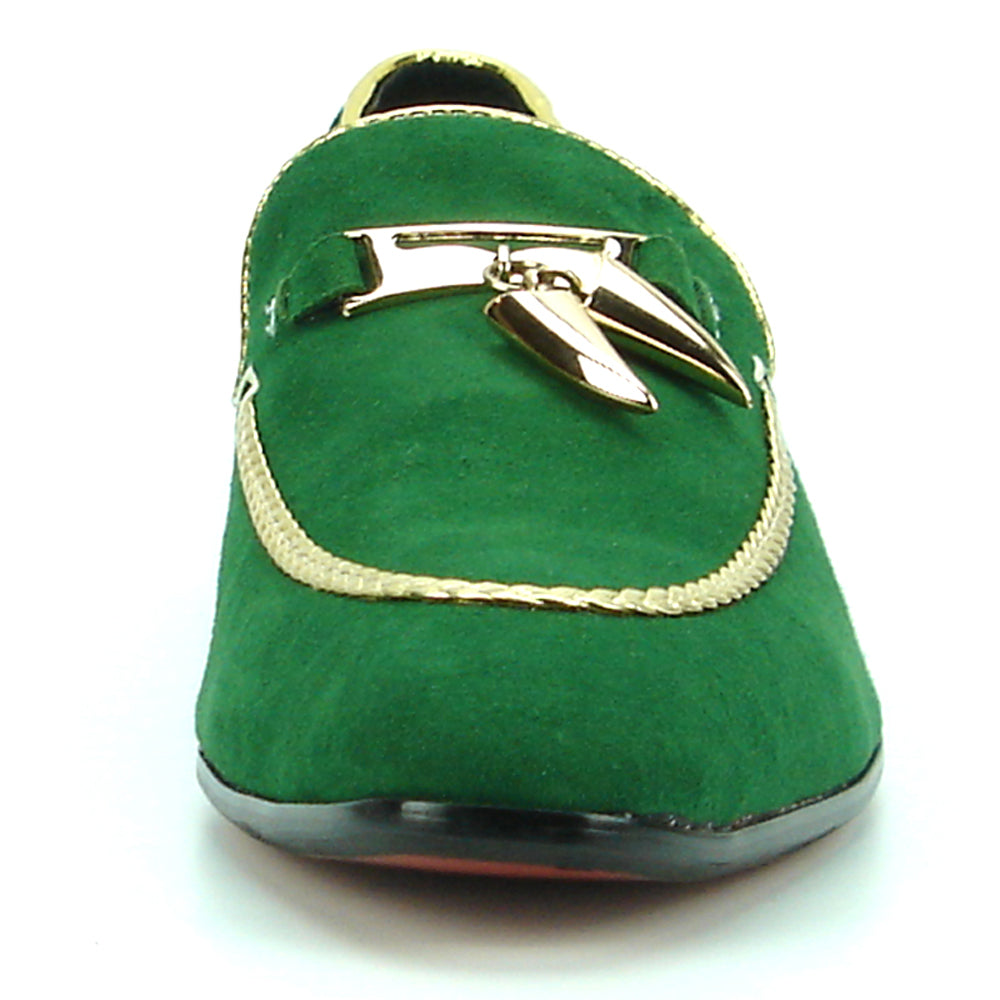 FI-7157 Green Suede with Gold Metal Tassel Fiesso by Aurelio Garcia