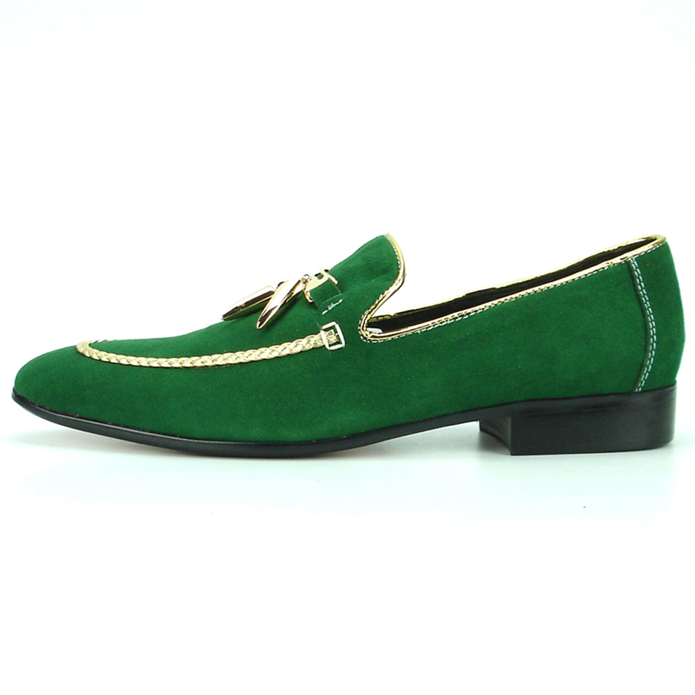 FI-7157 Green Suede with Gold Metal Tassel Fiesso by Aurelio Garcia