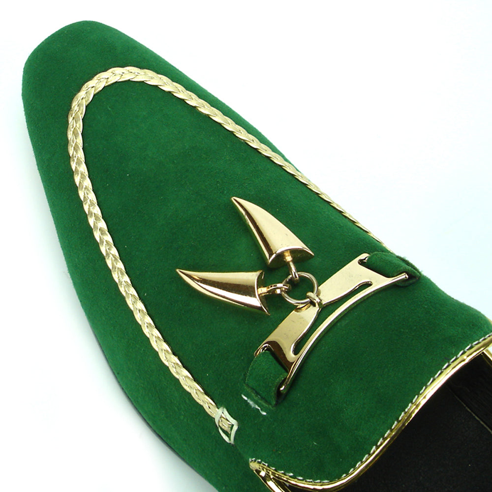 FI-7157 Green Suede with Gold Metal Tassel Fiesso by Aurelio Garcia