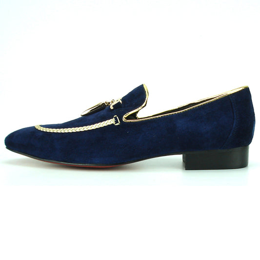 FI-7157 Navy Suede with Gold Metal Tassel Fiesso by Aurelio Garcia