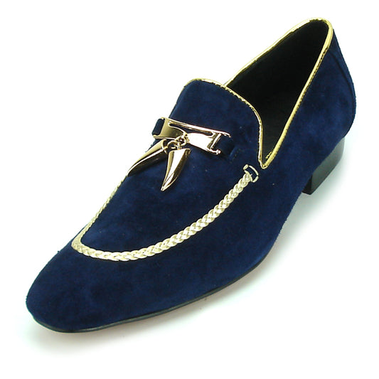 FI-7157 Navy Suede with Gold Metal Tassel Fiesso by Aurelio Garcia