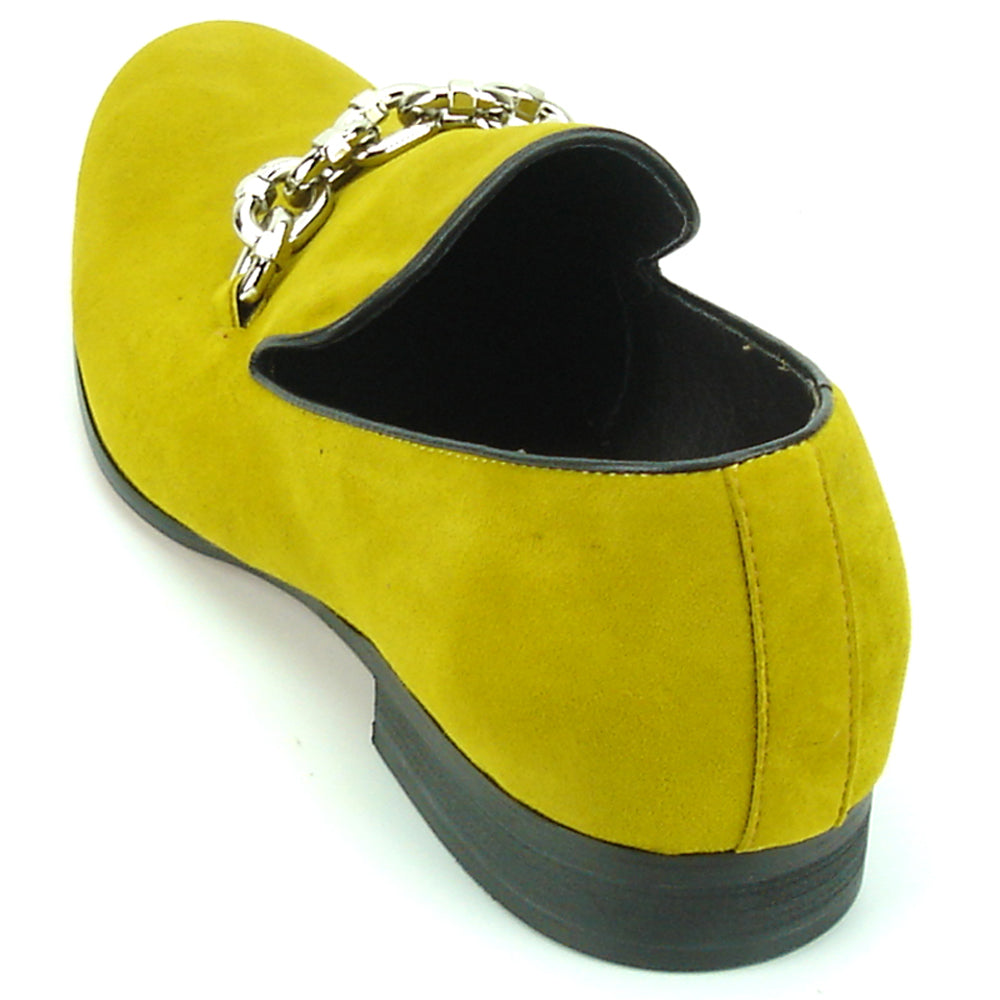 FI-7191 Mustard Suede Fiesso by Aurelio Garcia with Silver Chain Slip on Loafer