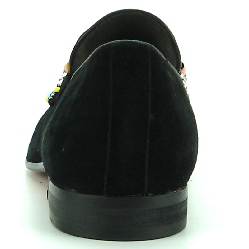 FI-7193 Black Suede Multi Color Strap Fiesso by Aurelio Garcia Suede Slip on