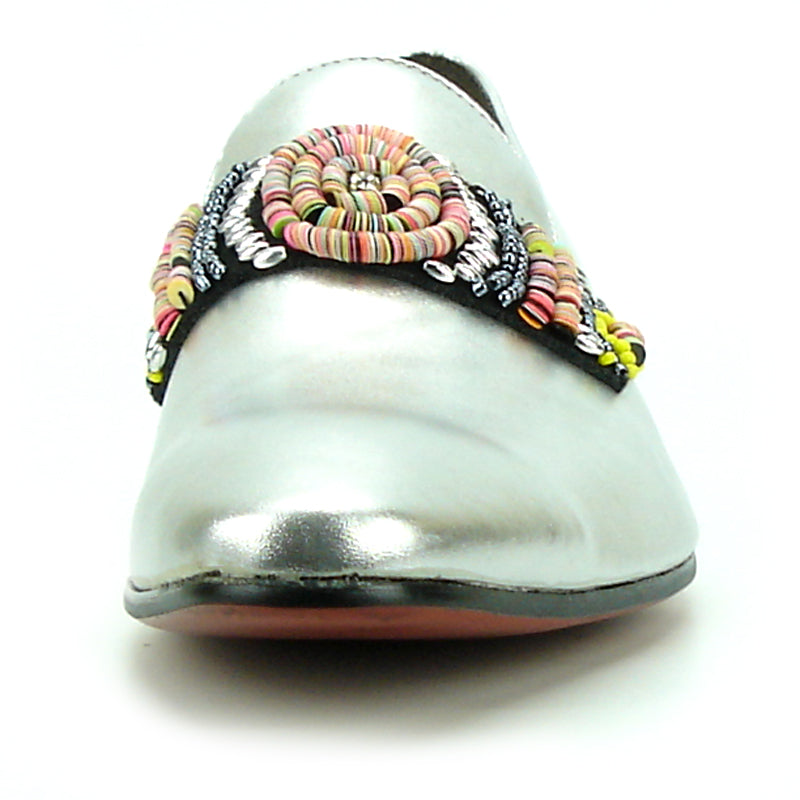 FI-7193 Silver Leather Multi Color Strap Fiesso by Aurelio Garcia Suede Slip on