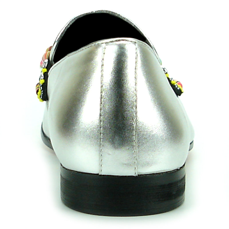 FI-7193 Silver Leather Multi Color Strap Fiesso by Aurelio Garcia Suede Slip on