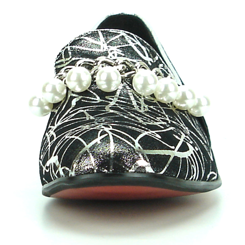 FI-7215 Silver Leather silver chain with pearls Fiesso by Aurelio Garcia Suede