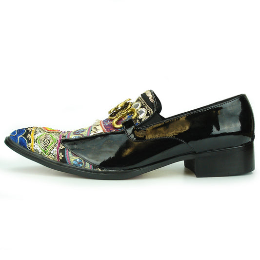 FI-7237 Black Leather Multi color Slip on Fiesso by Aurelio Garcia