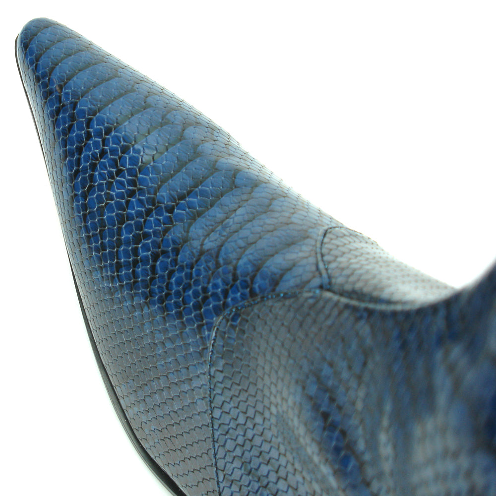 FI-7240 Blue Snake Print Boot with side Zipper Fiesso by Aurelio Garcia