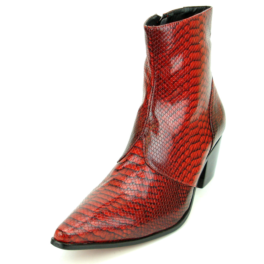 FI-7240 Red Snake Print Boot with side Zipper Fiesso by Aurelio Garcia