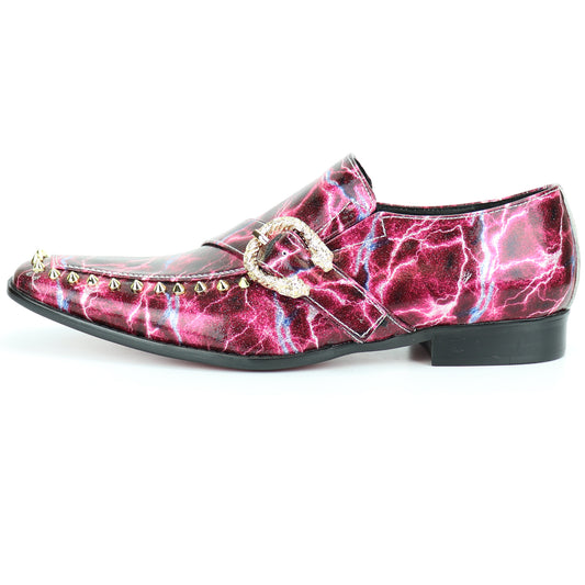 FI-7248 Rose Patent with Side Buckle and Studs Slip on Loafer Fiesso by Aurelio Garcia