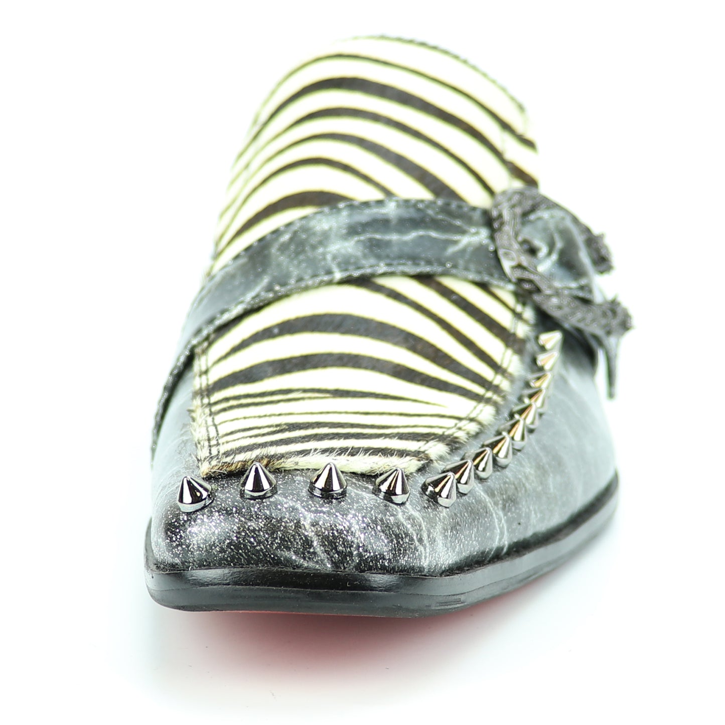 FI-7248 Zebra Hair with Side Buckle and Studs Slip on Loafer Fiesso by Aurelio Garcia