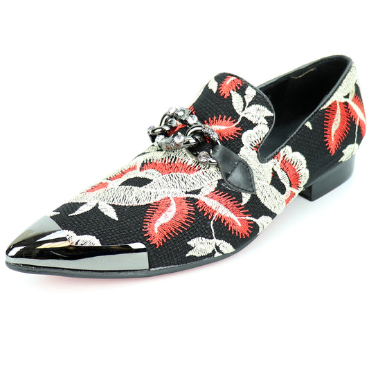 FI-7253 Black Multicolor Embroidered Slip on Metal Tip Fiesso by Aurelio Garcia