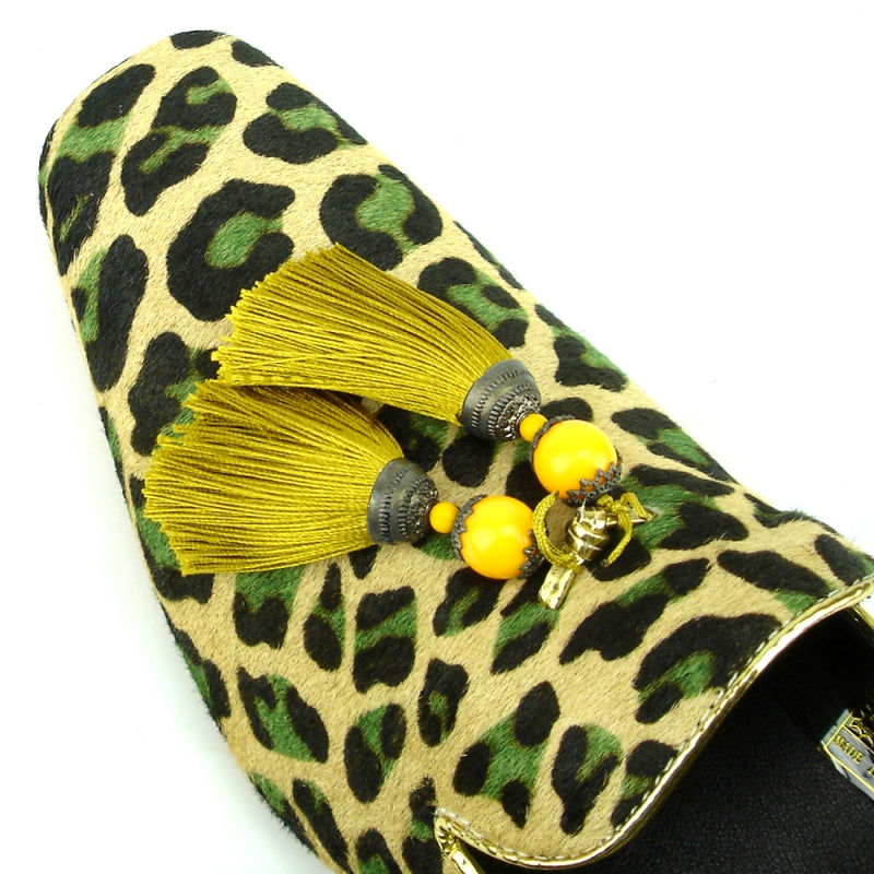 FI-7254 Leopard pony hair with Yellow Tassel Fiesso by Aurelio Garcia