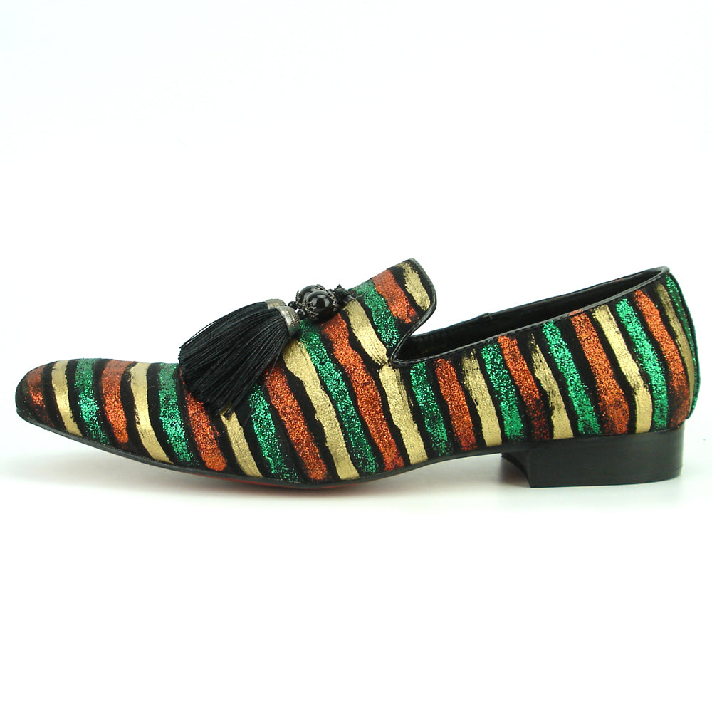 FI-7254 Black Multi Color Lines with Tassel Fiesso by Aurelio Garcia