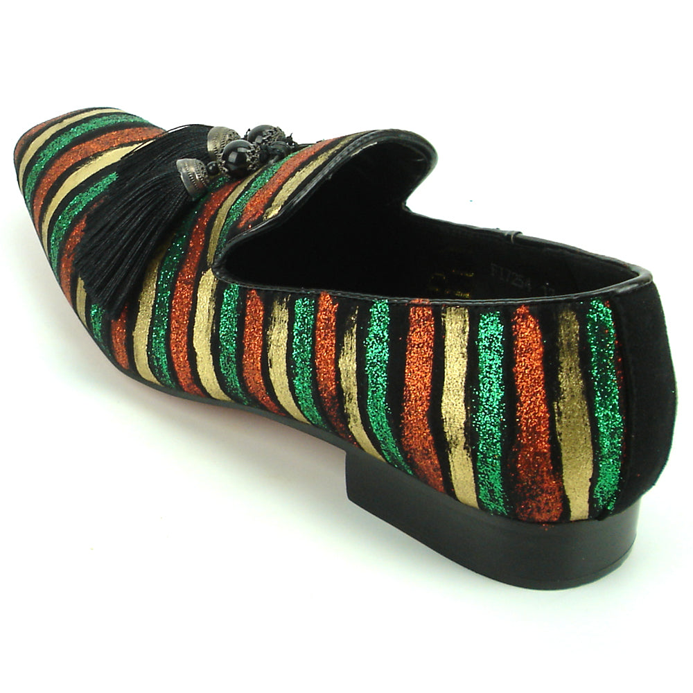 FI-7254 Black Multi Color Lines with Tassel Fiesso by Aurelio Garcia